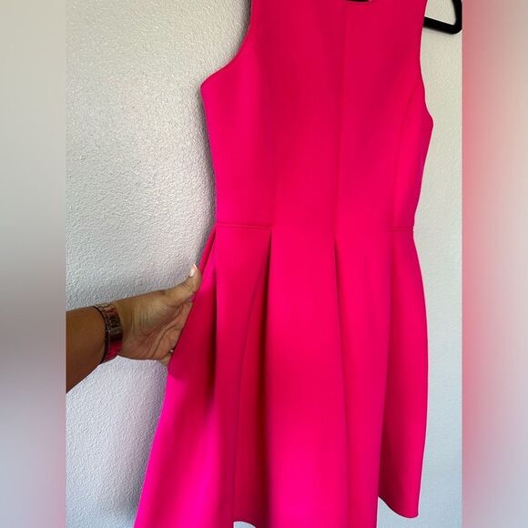 Tibi Sleeveless Fit & Flare Scuba Neoprene Dress  Pink Size 2 - Picture 9 of 13
